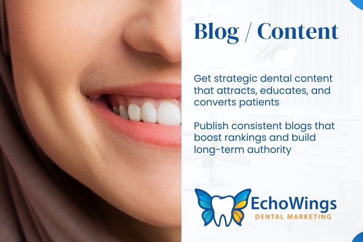 Dentist using dental content marketing strategies to attract more patients